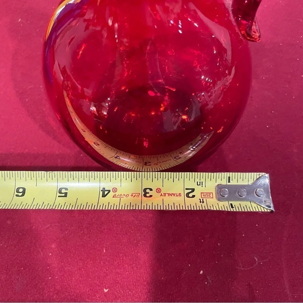 Antique vintage cranberry glass handblown flower jug bud vase art decor